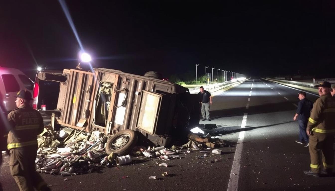 Pecah Ban, Mobil Angkut Lele Kecelakaan di Tol Cikampek